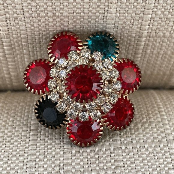 Women Ring Fashion Jewelry Multi Color Crystals Ring Size Adjustable 6 To 8 - Picture 1 of 12